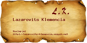 Lazarovits Klemencia névjegykártya